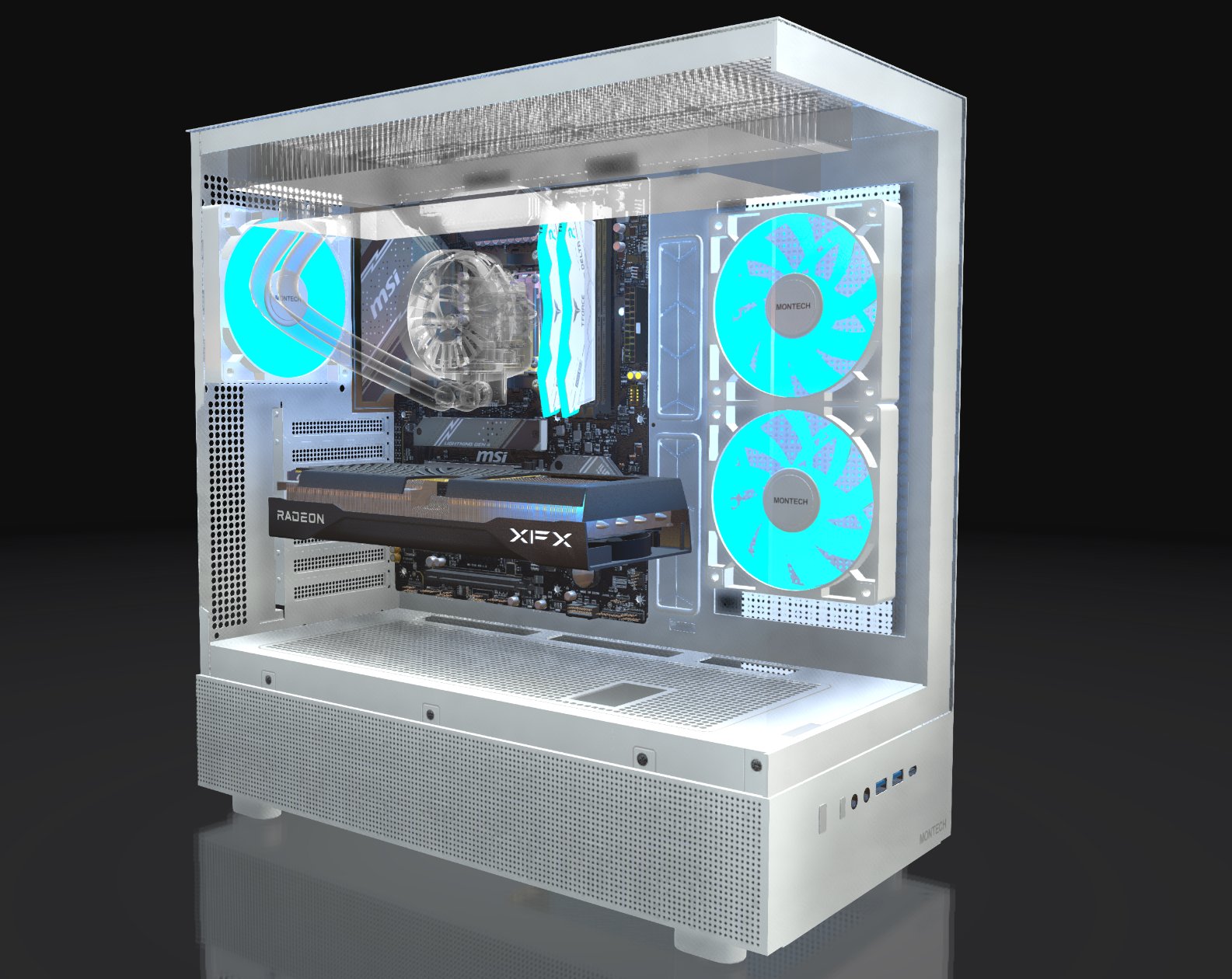 P-B100 gaming build assembled in white